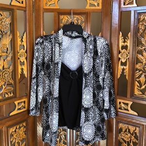 Notations Cardigan + Blouse